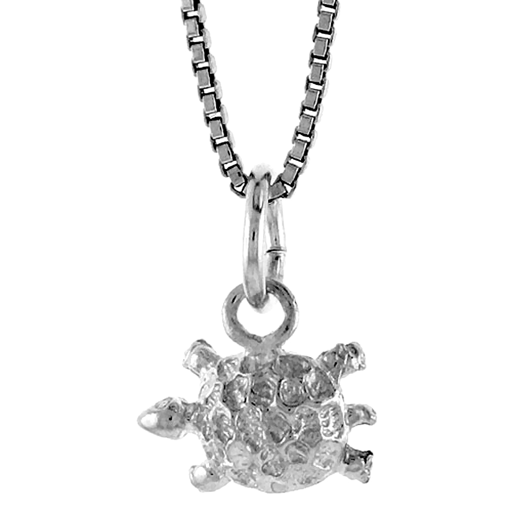 Sterling Silver Small Turtle Pendant, 5/16 inch Tall