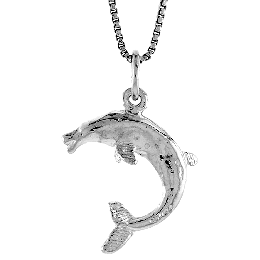 Sterling Silver Dolphin Pendant, 3/4 inch Tall