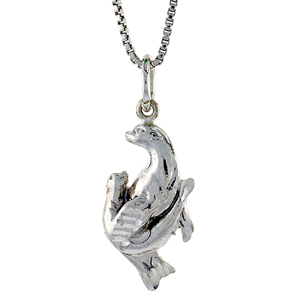Sterling Silver Seal Pendant, 3/4 inch Tall