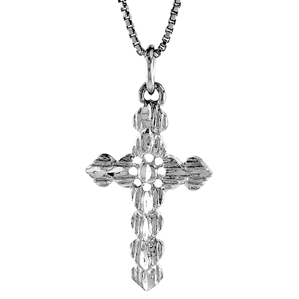 Sterling Silver Cross Pendant, 1 1/16 inch 