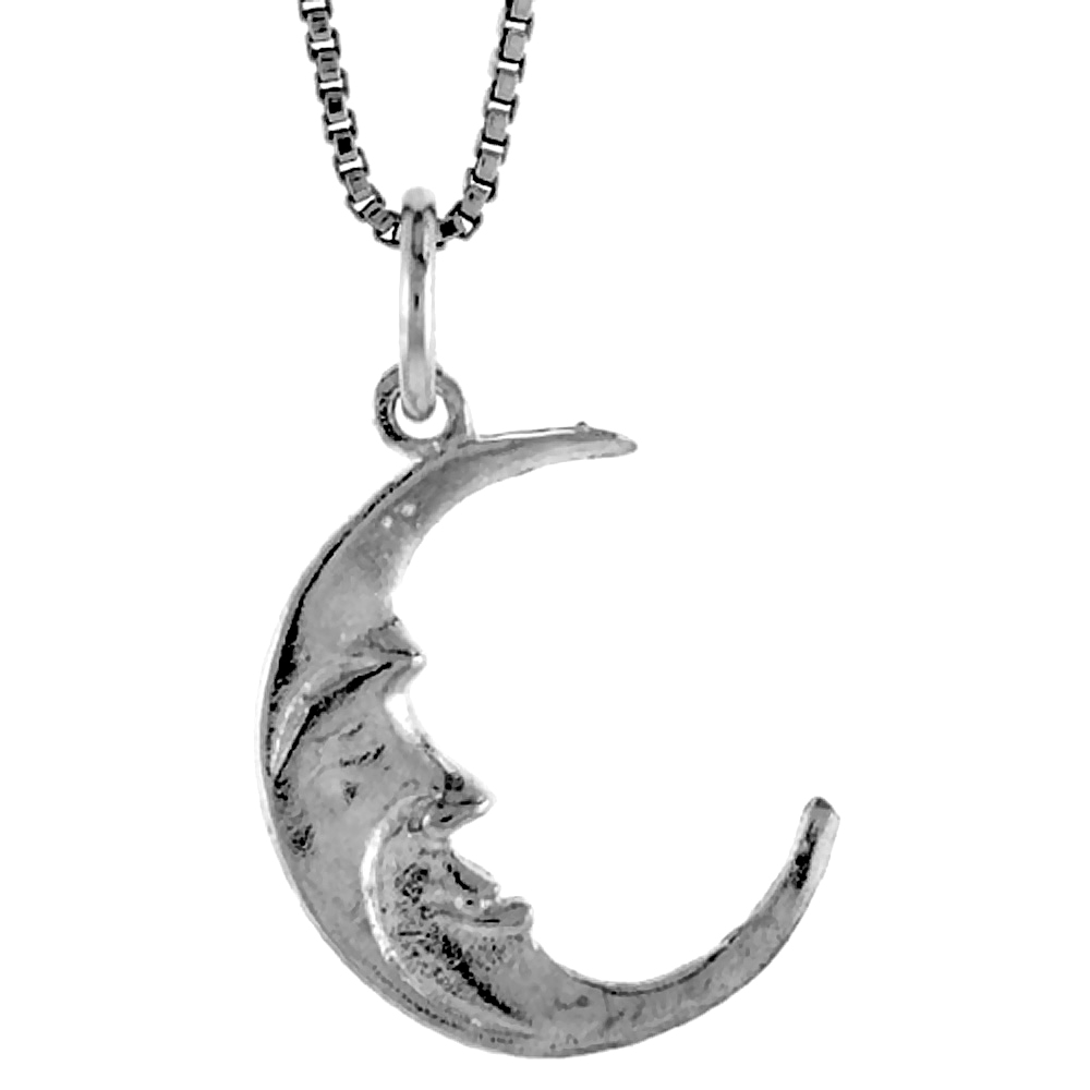 Sterling Silver Man in the Moon Charm, 5/8 inch tall 