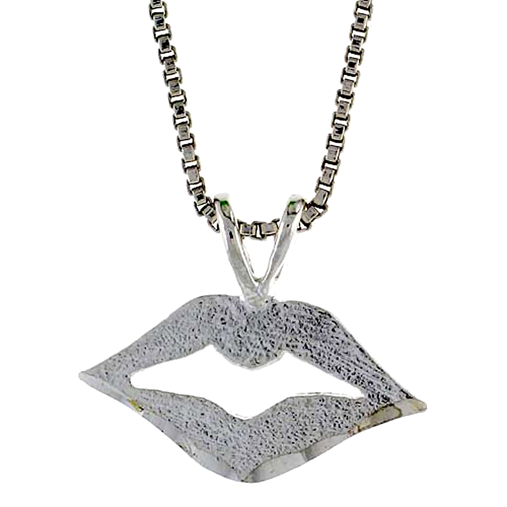 Sterling Silver Lips Pendant, 3/8 inch Tall