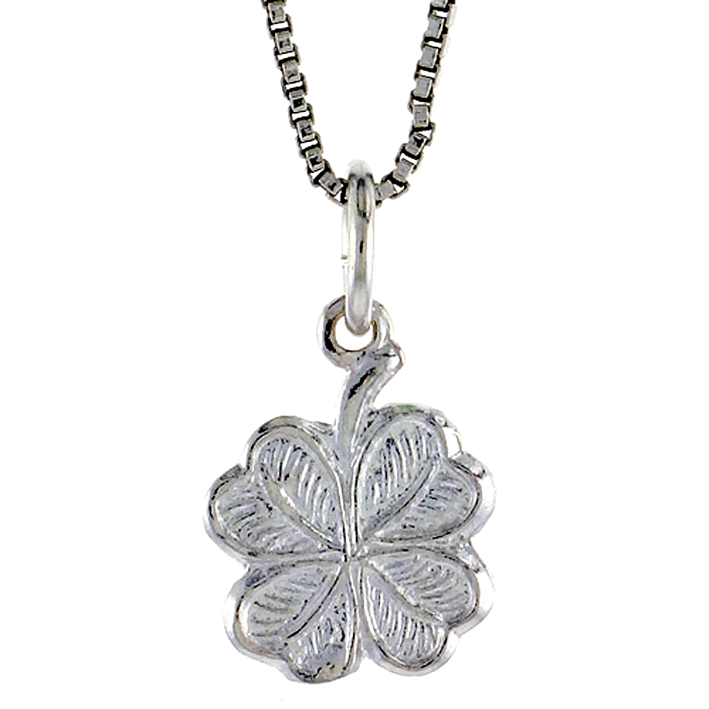 Sterling Silver 4 leaf Clover Pendant, 1/2 inch Tall
