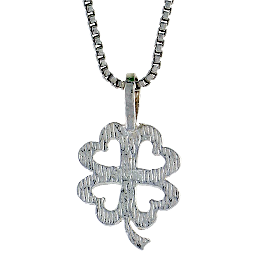Sterling Silver 4 leaf Clover Pendant, 1/2 inch Tall
