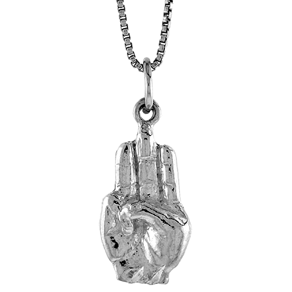 Sterling Silver Scout Salute Pendant, 5/8 inch Tall