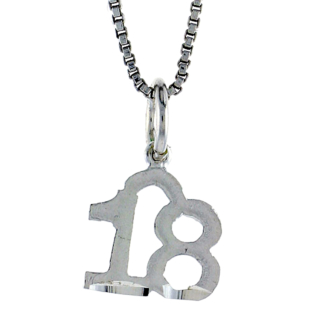 Sterling Silver Small number 18 Charm, 3/8 inch Tall