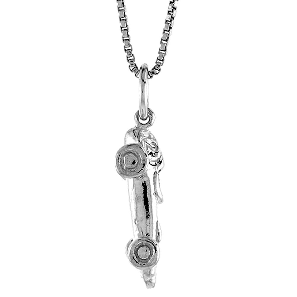 Sterling Silver Race Car Pendant, 5/8 inch Tall