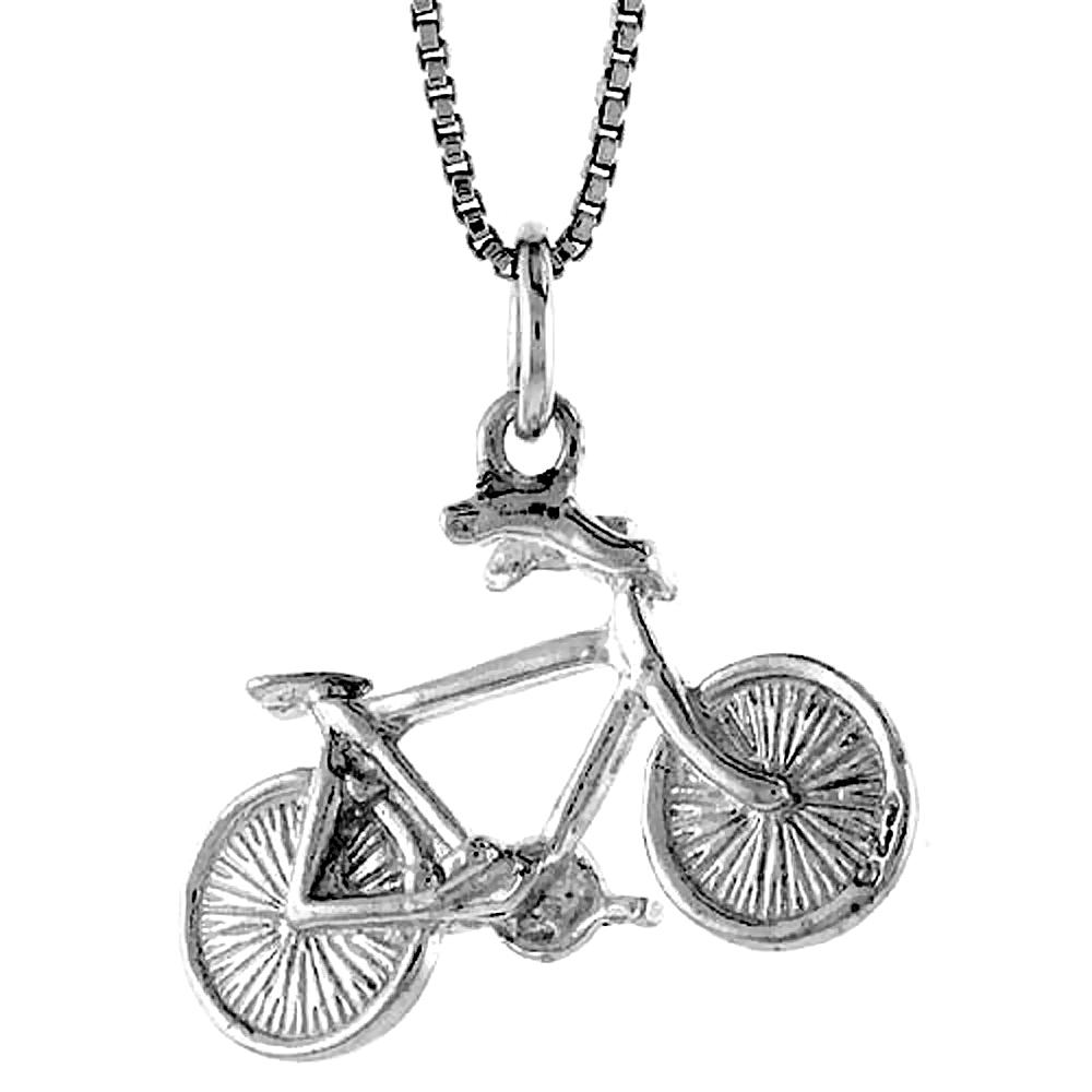 Sterling Silver Bicycle Pendant, 1/2 inch Tall
