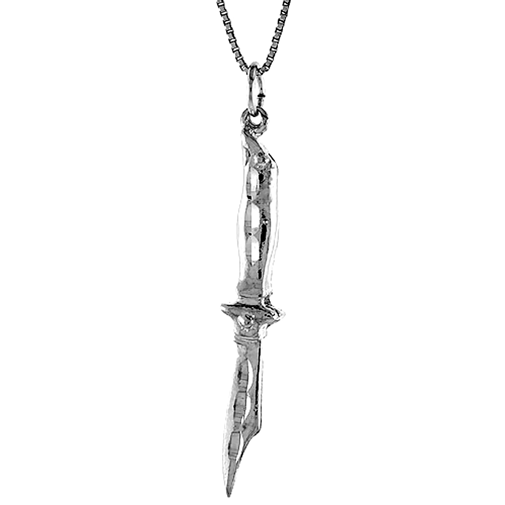 Sterling Silver Switchblade Pendant, 1 3/4 inch Tall