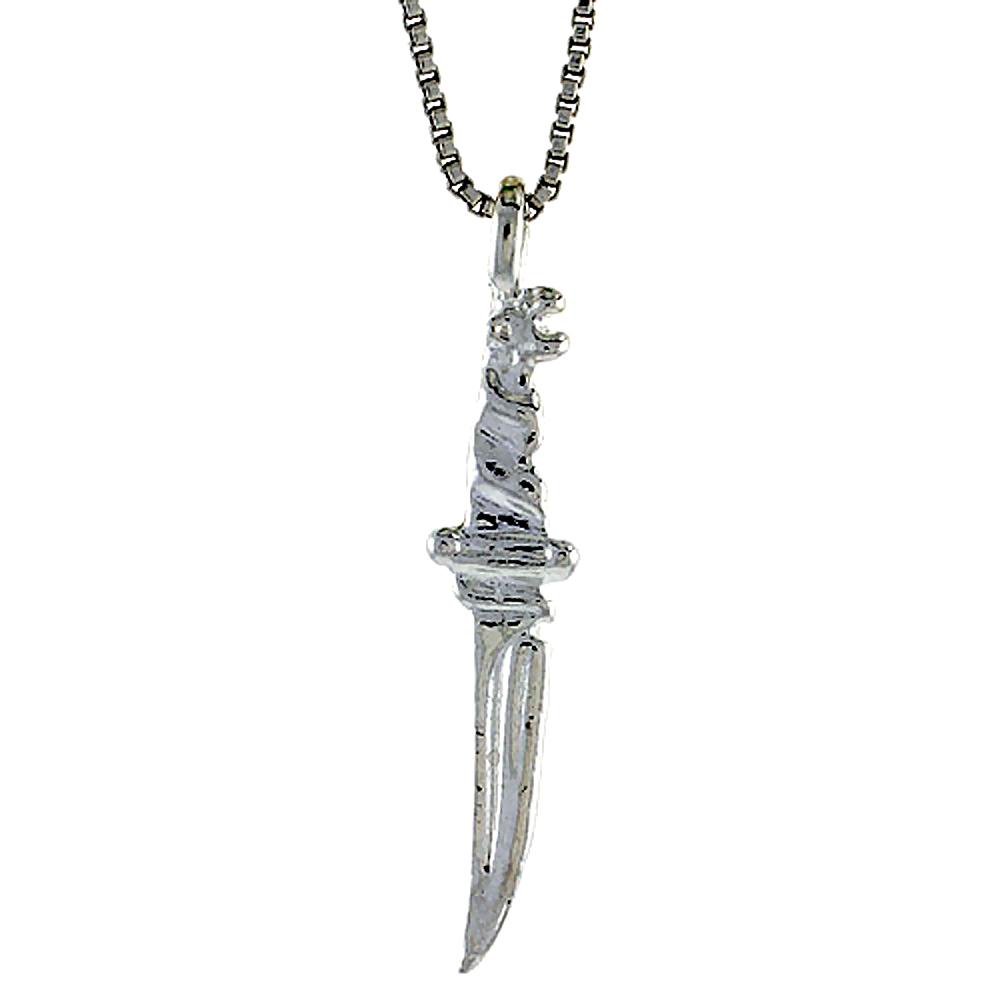 Sterling Silver Knife Pendant, 1 1/16 inch Tall