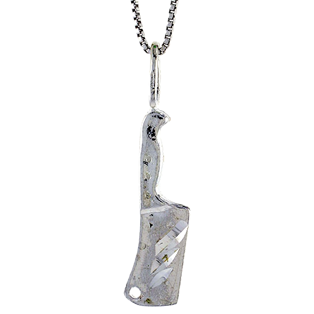 Sterling Silver Cleaver Pendant, 1 1/8 inch Tall