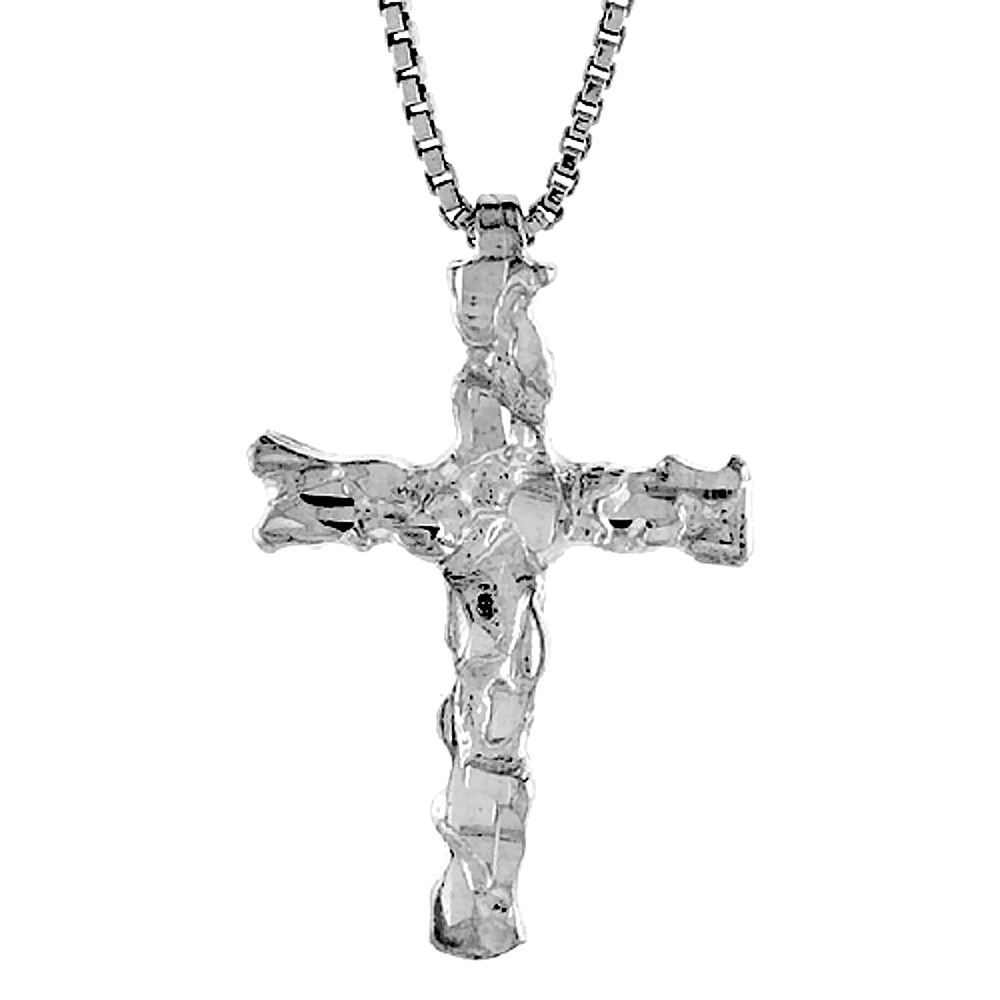 Sterling Silver Nugget Cross Pendant, 1 inch