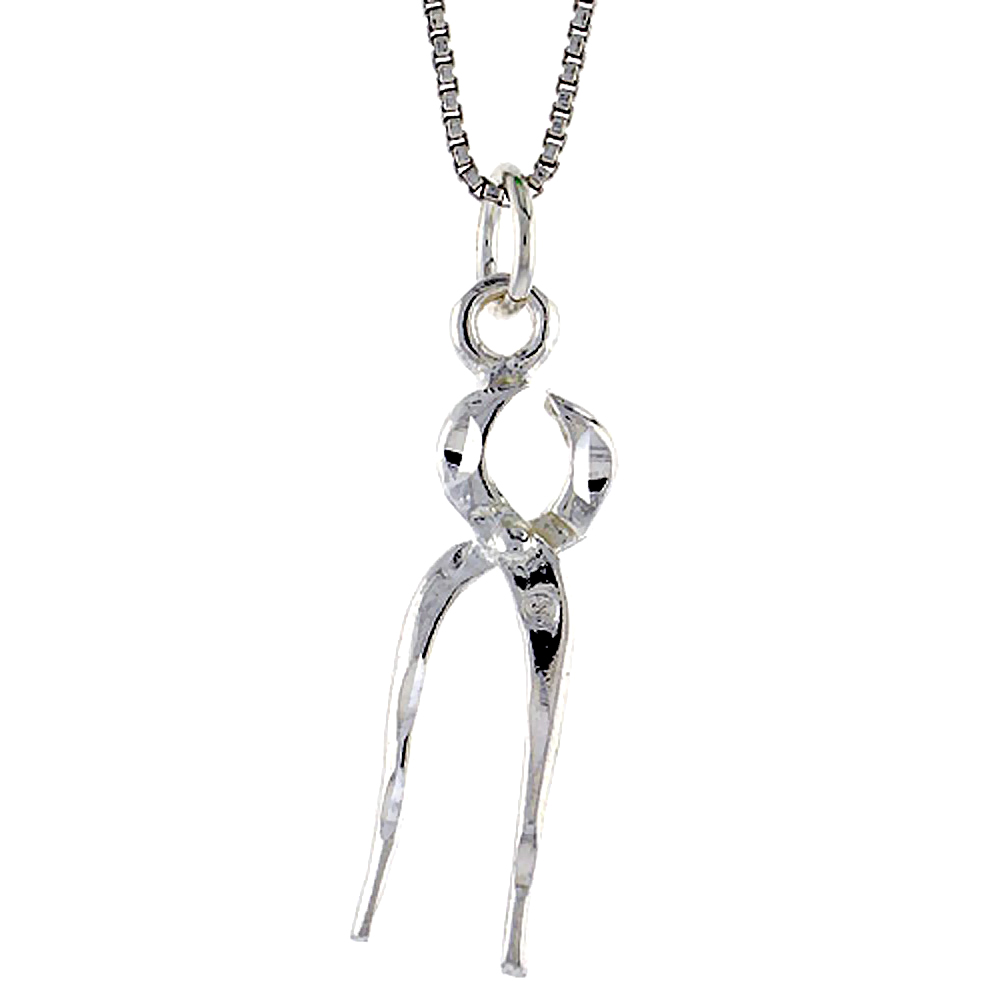 Sterling Silver Pliers Pendant, 1 inch Tall