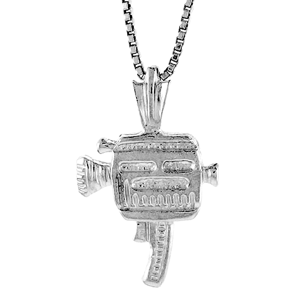 Sterling Silver Movie Camera Pendant, 5/8 inch Tall