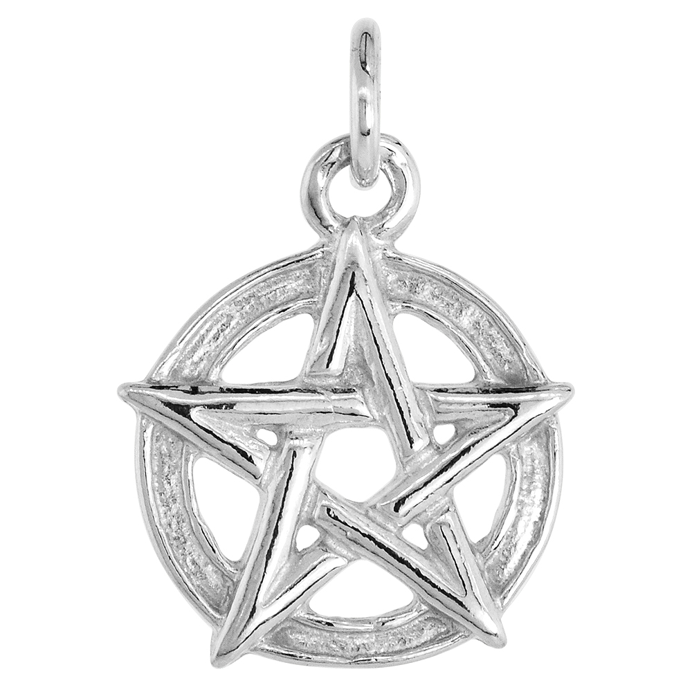 Sterling Silver 5-Point Star Pendant, 1/2 inch Tall