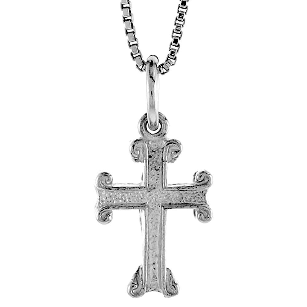 Sterling Silver Small Cross Pendant, 1/2 inch 