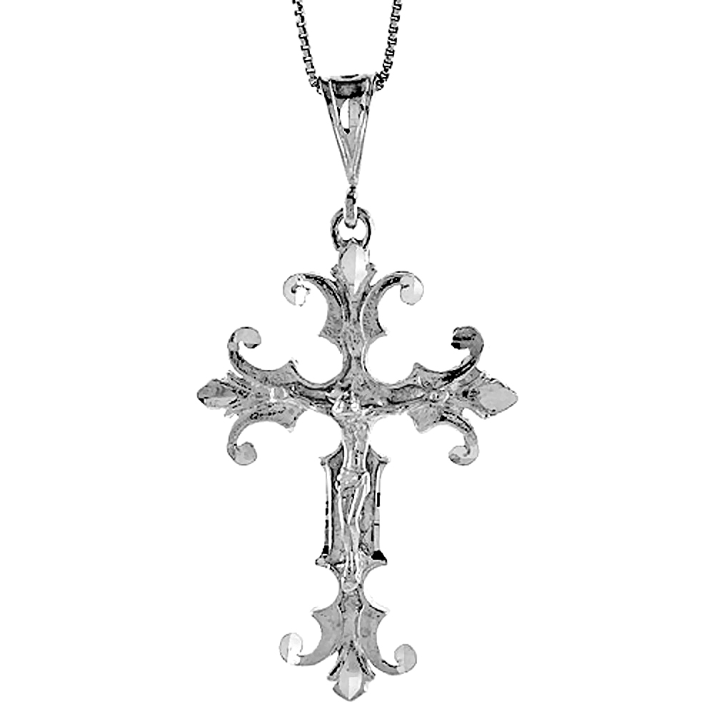 Sterling Silver Large Crucifix Pendant, 2 inch 