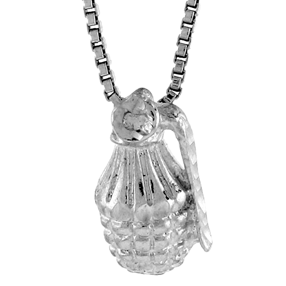 Sterling Silver Small Hand Grenade Pendant, 1/2 inch Tall
