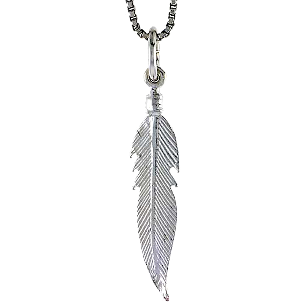 Sterling Silver Feather Pendant, 1 inch Tall