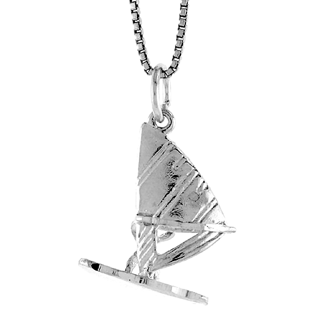 Sterling Silver Sail Board Pendant, 7/8 inch Tall
