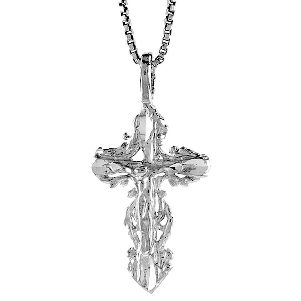Sterling Silver Crucifix Pendant, 1 inch 