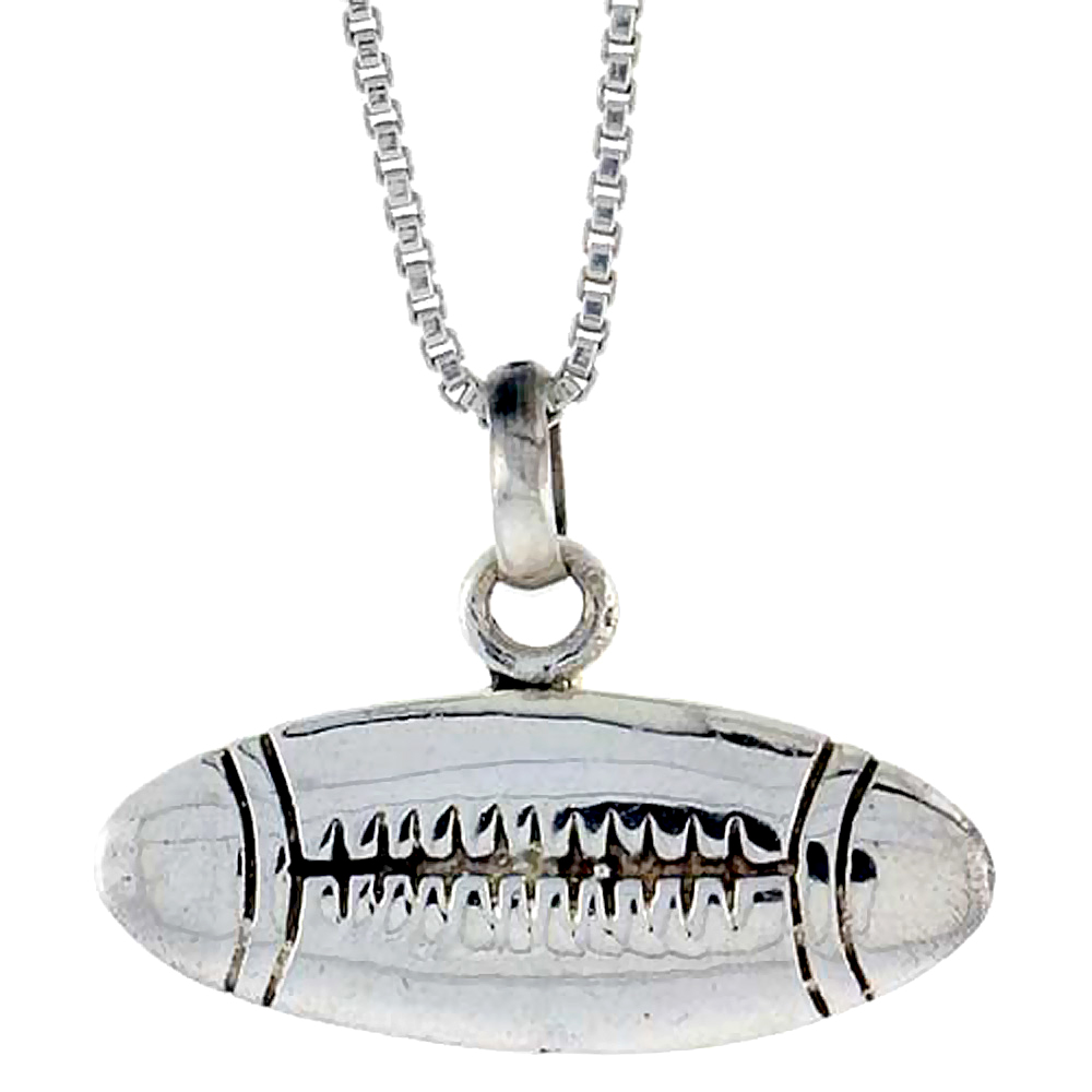 Sterling Silver Football Pendant, 3/8 inch Tall