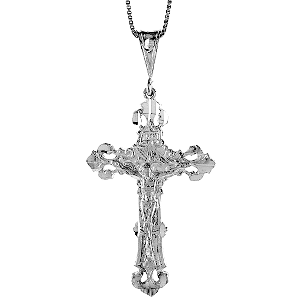 Sterling Silver Crucifix Pendant, 2 inch