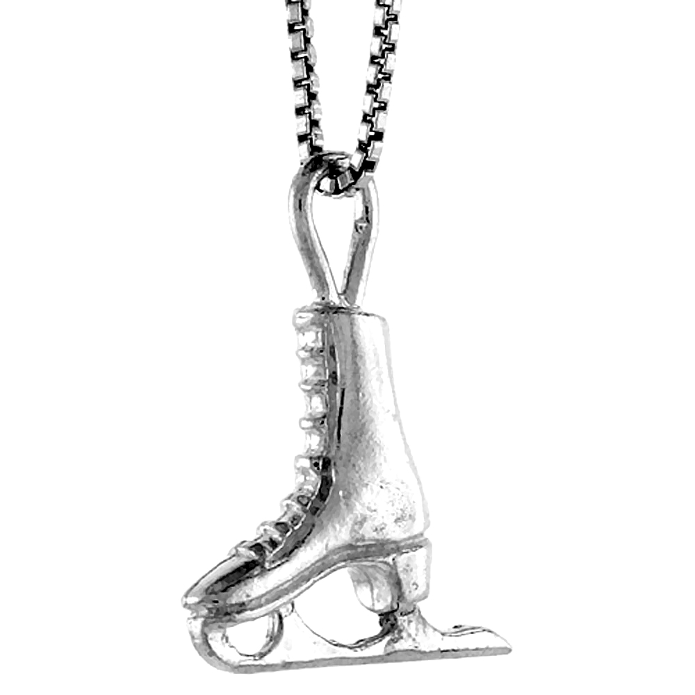 Sterling Silver ladies Ice Skate Shoe Pendant, 1/2 inch Tall