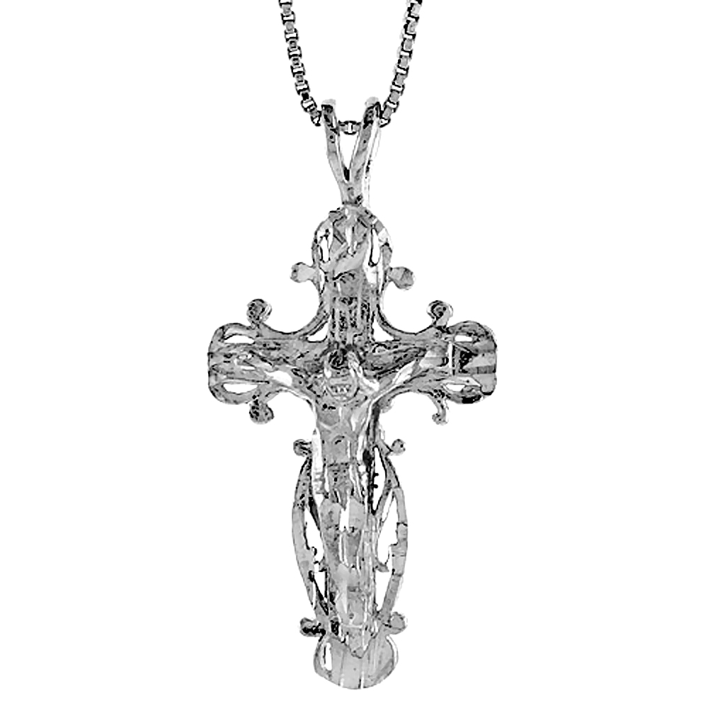 Sterling Silver Crucifix Pendant, 1 1/4 inch 