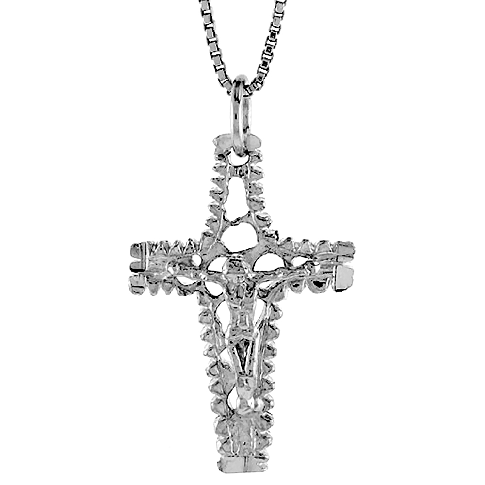 Sterling Silver Crucifix Pendant, 1 1/8 inch 