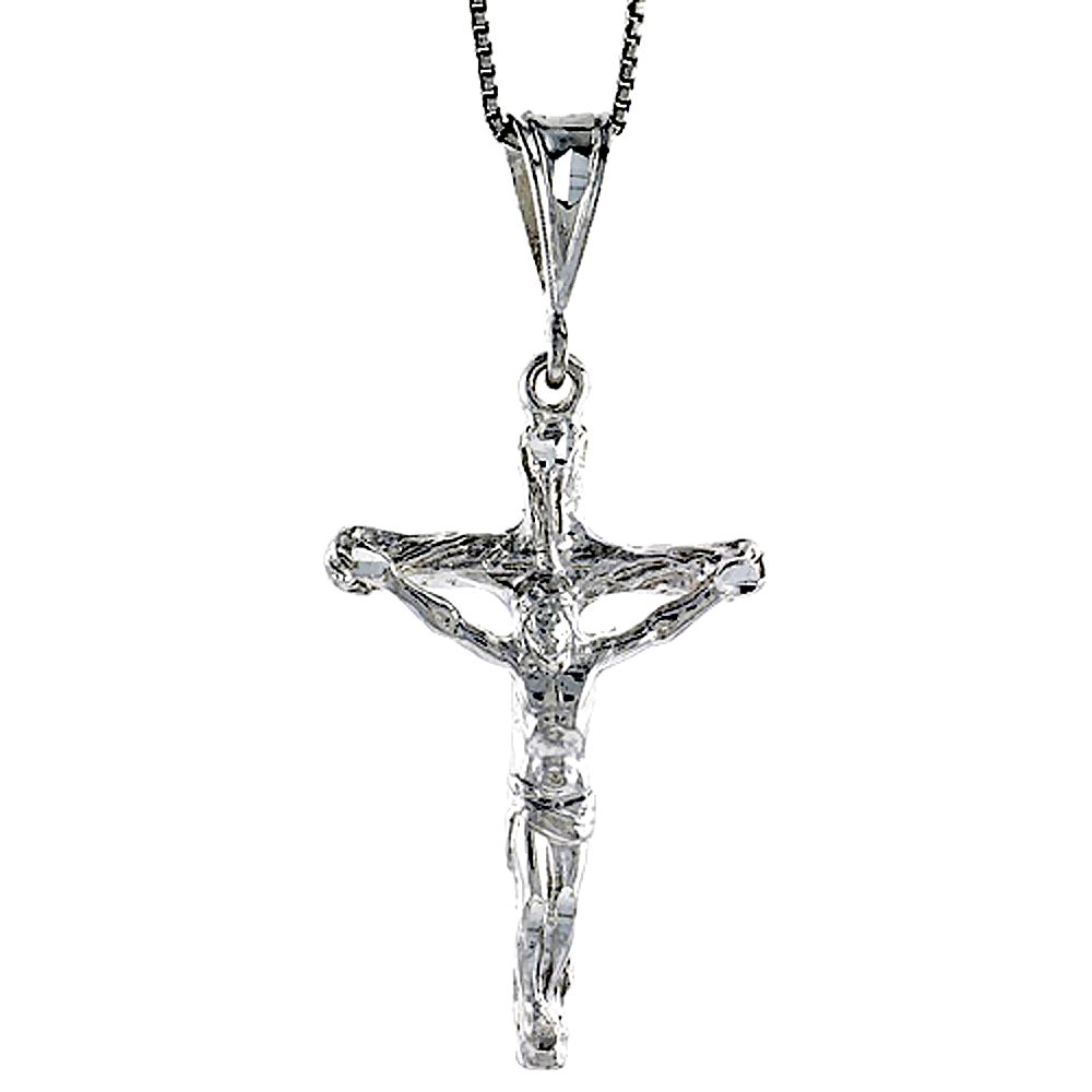 Sterling Silver Crucifix Pendant, 1 5/8 inch 