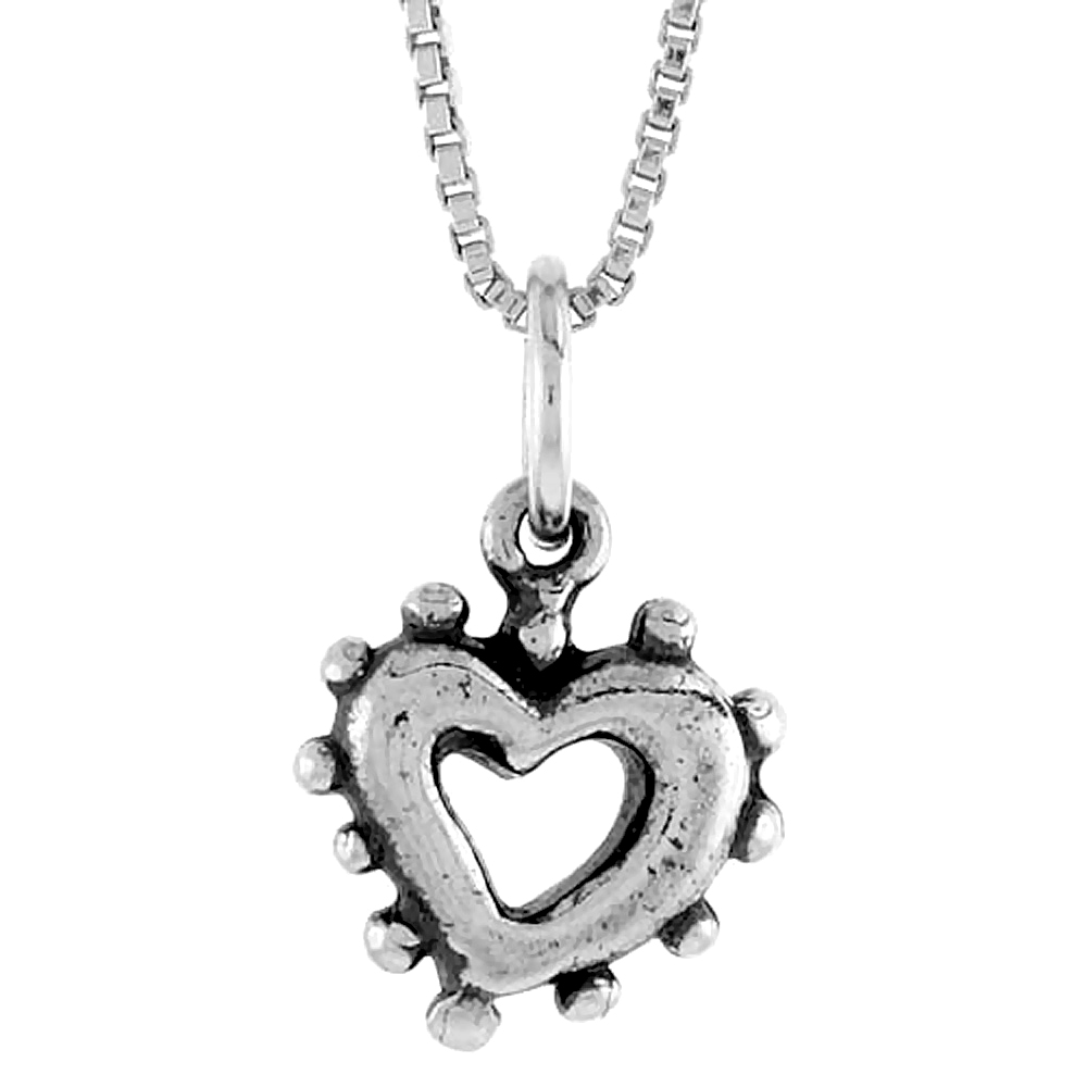 Sterling Silver Small Open Heart Pendant, 1/2 inch Tall