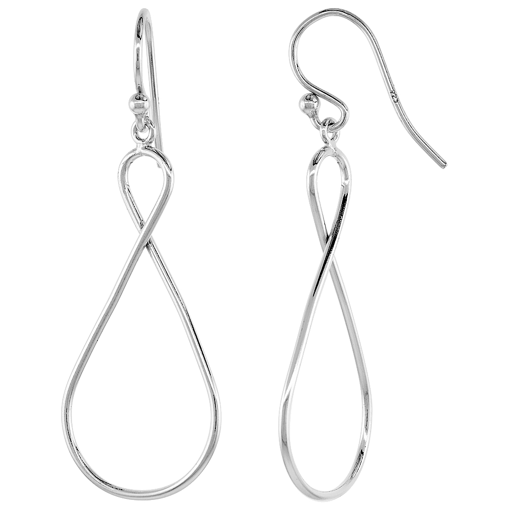Sterling Silver Infinity Dangle Earrings, 1 5/16 inches long