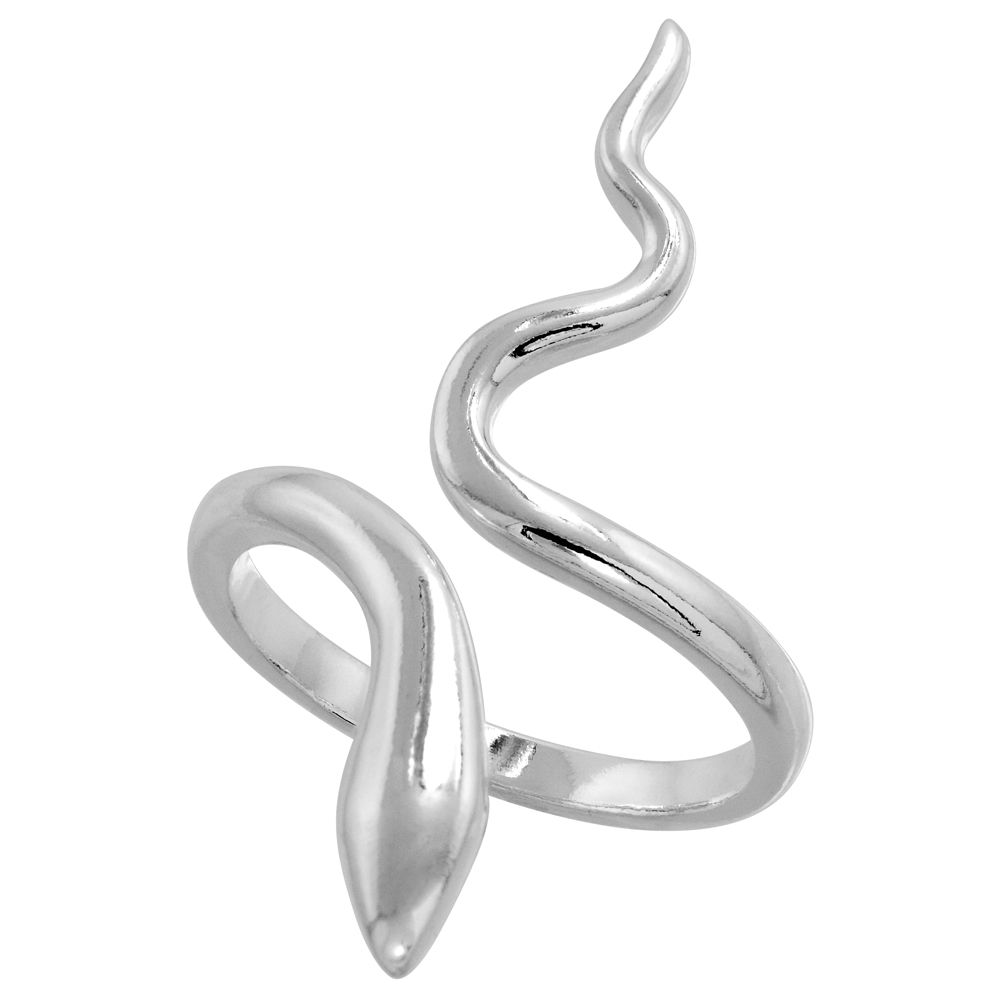 STERLING SILVER SNAKE RING HIGH POLISHED, SIZES 4 - 9 WITH HALF SIZES