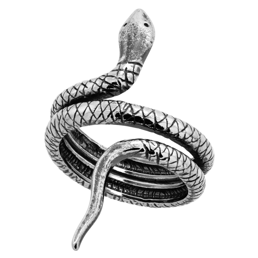 STERLING SILVER COILED SNAKE RING OXIDIZED, SIZES 5 - 8.5 WITH HALF SIZES