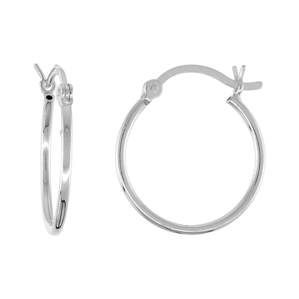 Sterling Silver Dainty 3/4 inch 18mm Hoop Earrings Women and Men Click Top Thin 1mm Tube
