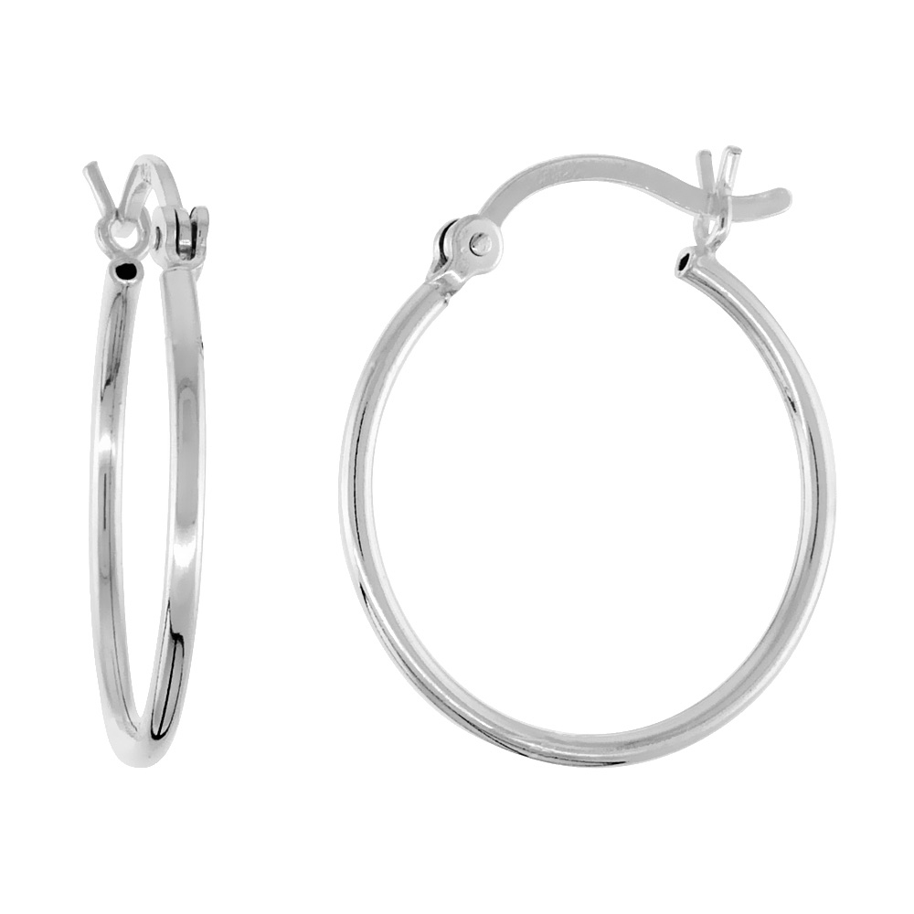 Tiny Sterling Silver Small 3/4 inch 20mm Hoop Earrings Women and Men Click Top Thin 1mm Tube