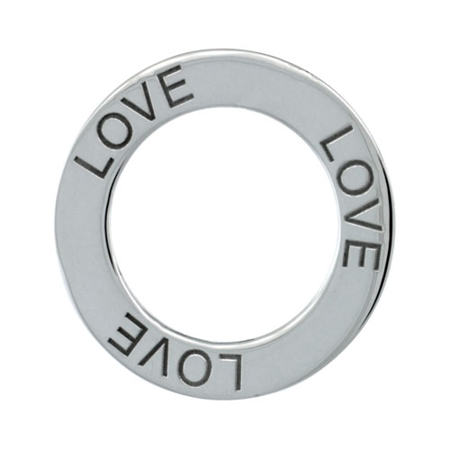 Sterling Silver LOVE Open Circle Disc Pendant, 21mm (13/16 inch) wide