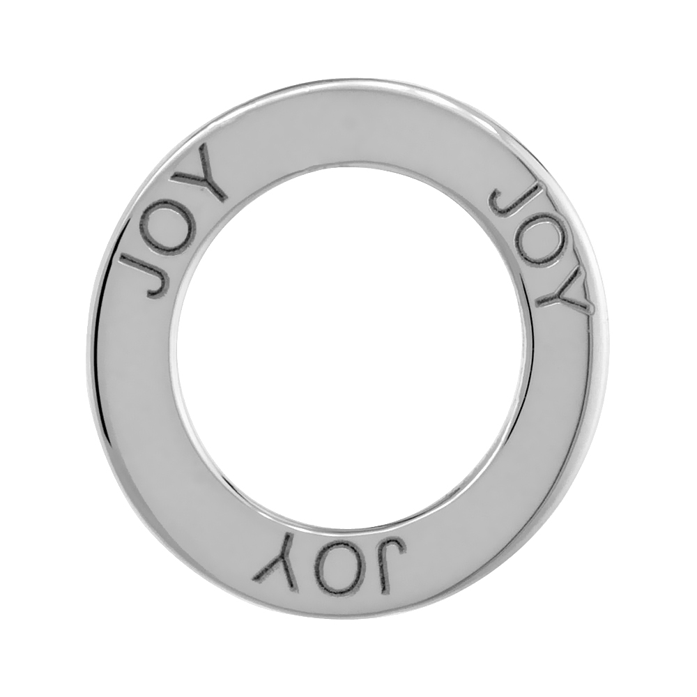 STERLING SILVER JOY OPEN CIRCLE DISC PENDANT, 21MM (13/16 INCH) WIDE