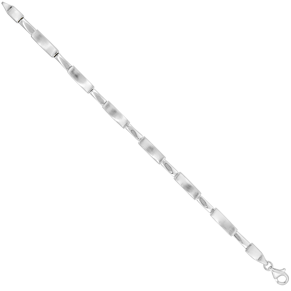 Sterling Silver Dipped Link Bracelet Combo Finish 3/16 inch wide, 7 inches long