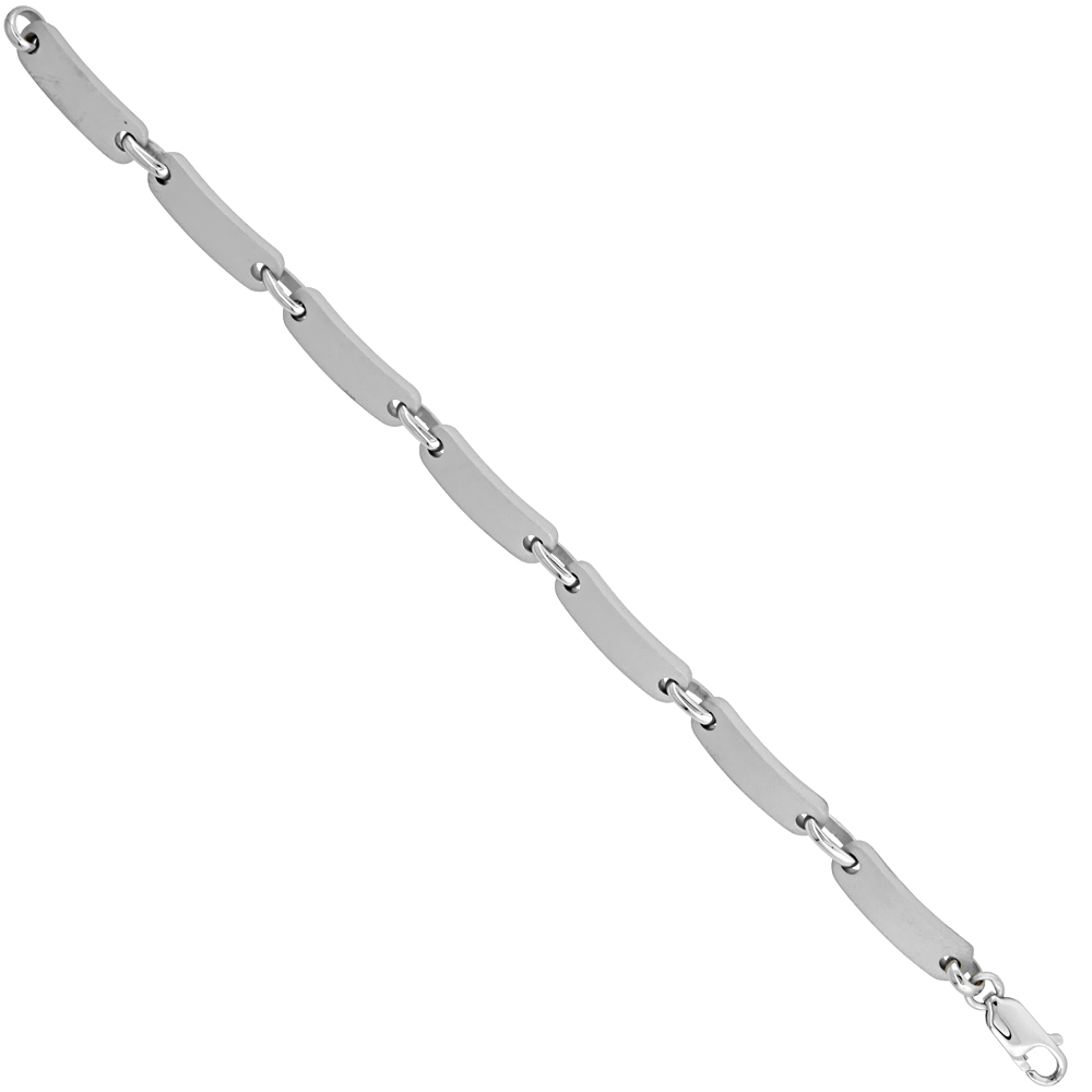 Sterling Silver Satin Bar Link Bracelet 5/16 inch wide, 7.5, 8 & 8.5 inches long