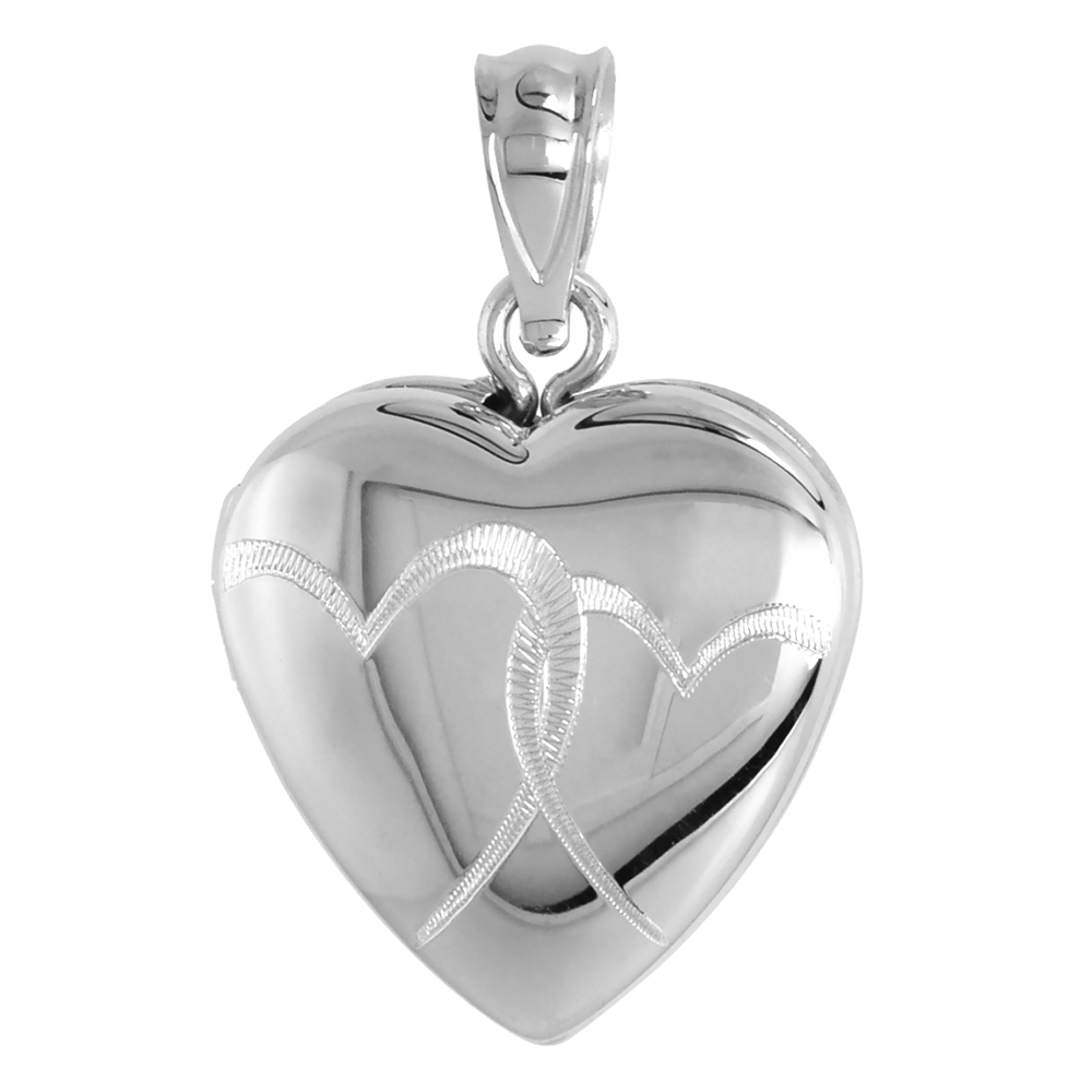 SMALL 5/8 INCH STERLING SILVER INTERLOCKING HEARTS LOCKET HEART SHAPE NO CHAIN