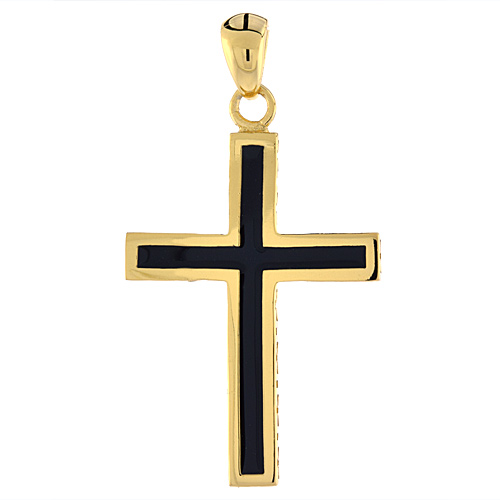Sterling Silver Latin Cross Pendant Gold-Plated Outline, 1 3/8 inch long