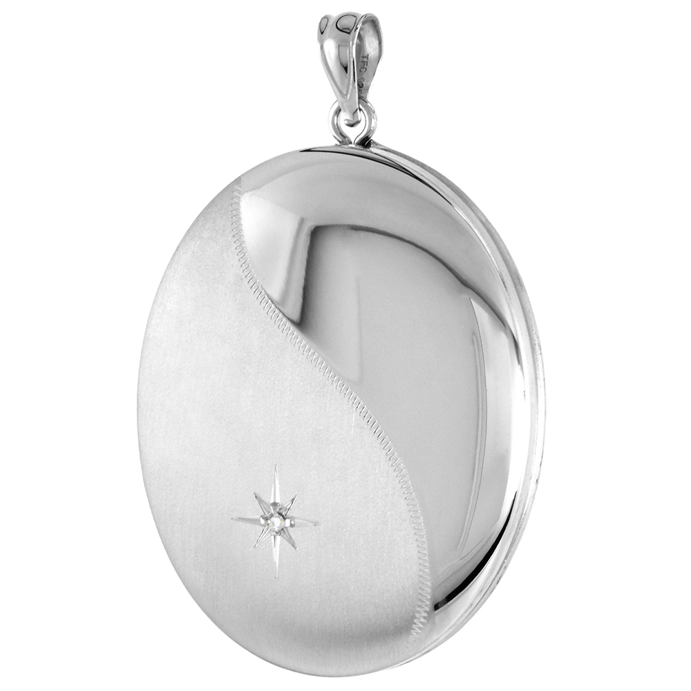 1 3/8 INCH LARGE DIAMOND OVAL LOCKET / URN PENDANT 1 PICTURE, NO CHAIN