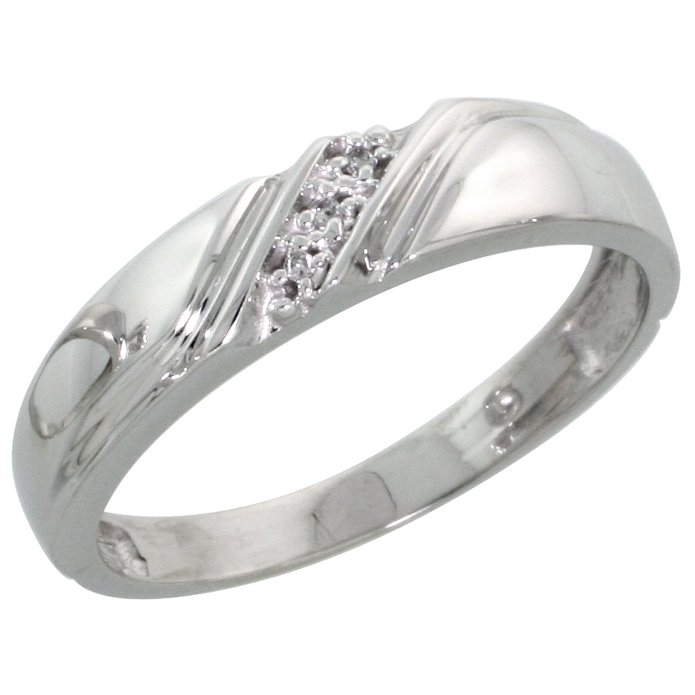 Sterling Silver Ladies&#039; Diamond Wedding Band Rhodium finish, 3/16 inch wide