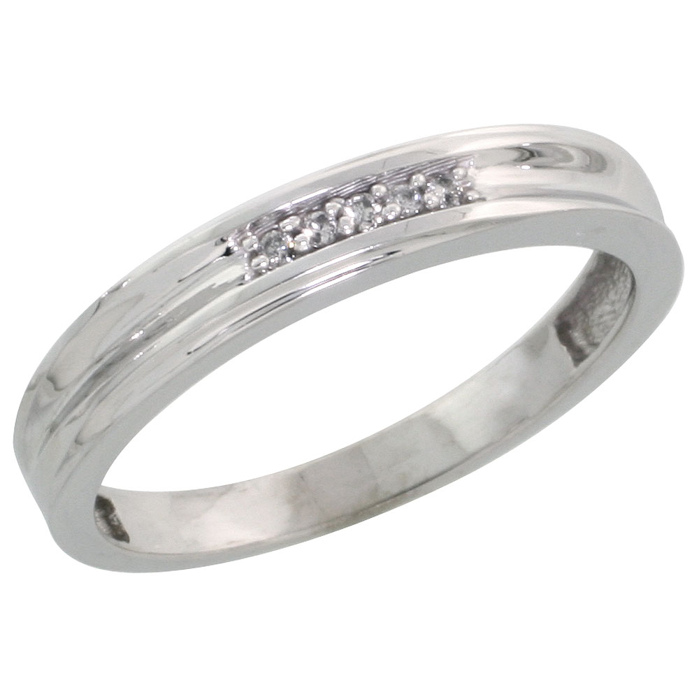 Sterling Silver Ladies&#039; Diamond Wedding Band Rhodium finish, 1/8 inch wide