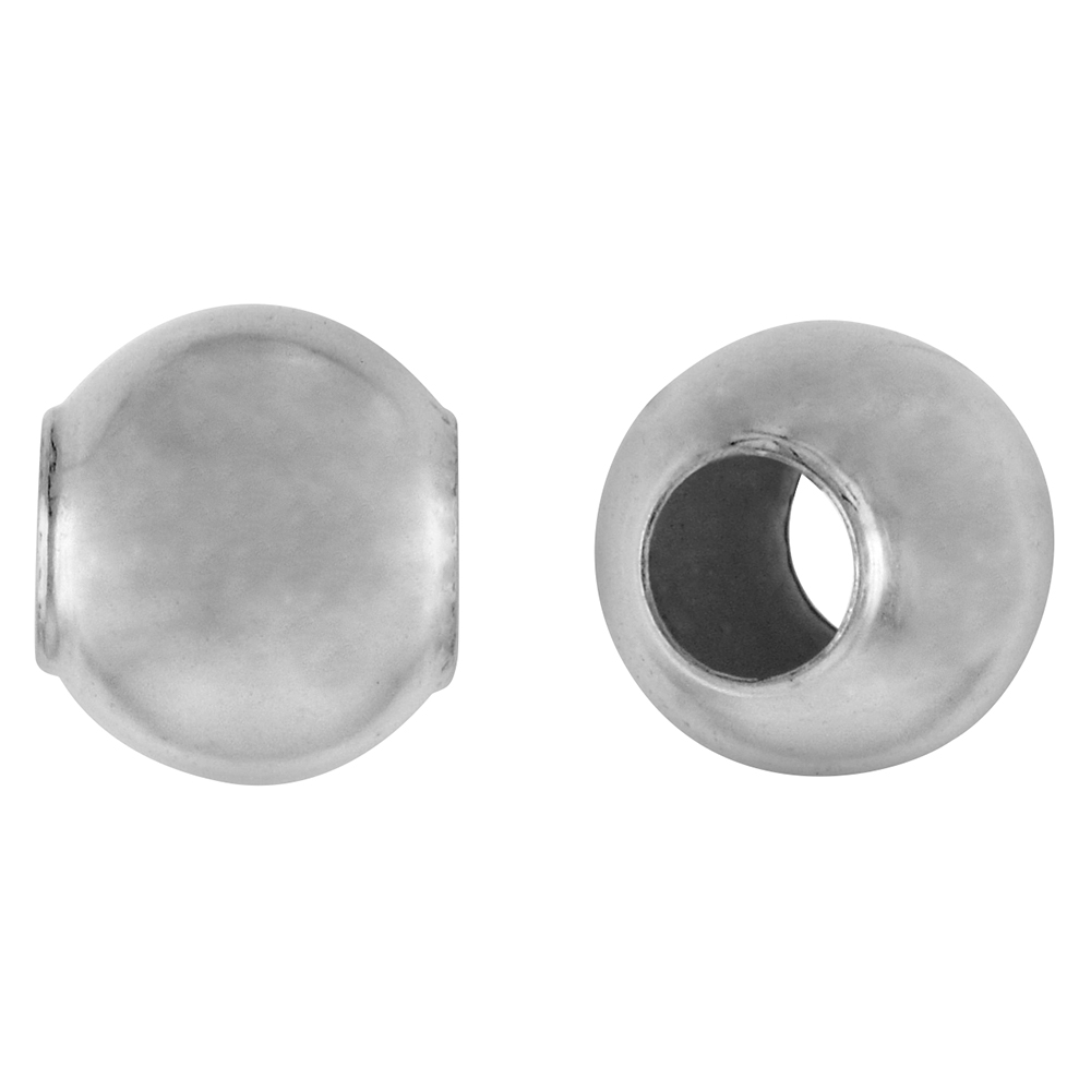 Sterling Silver 8mm Spacer Bead for Charm Bracelets Large Hole 6 pcs Matte finish