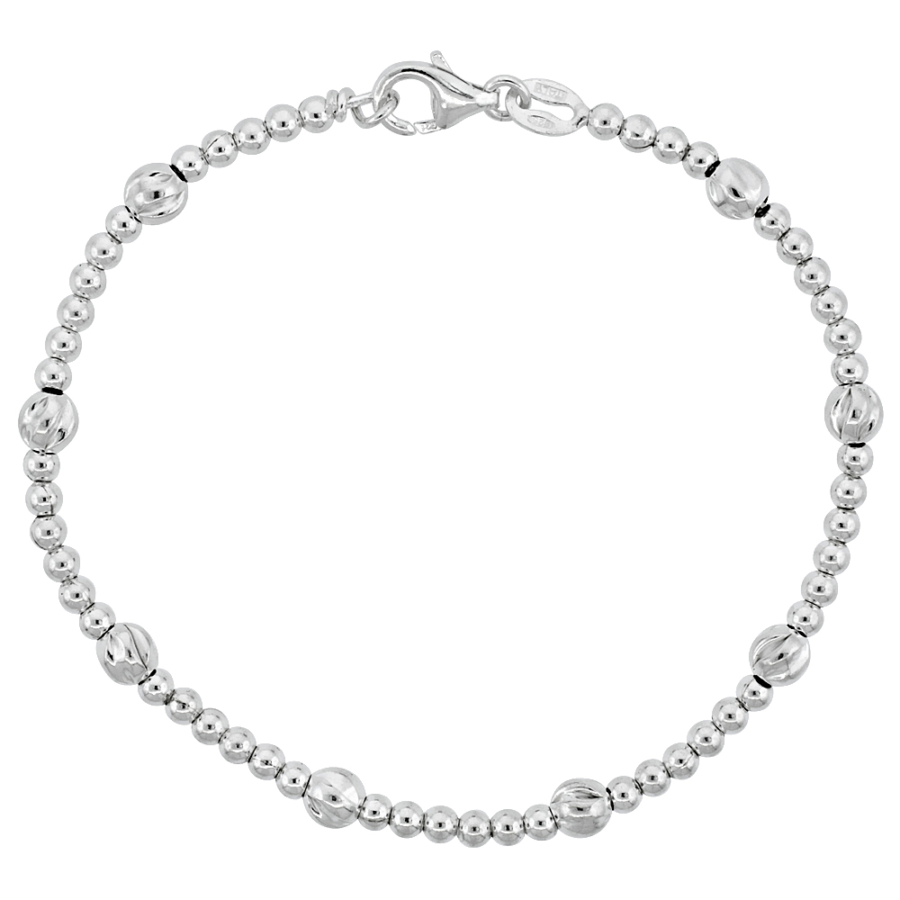 Sterling Silver Polished Bead Bracelet (Available in 7 in. &amp; 8 in.), 3/16 in. (5 mm) wide