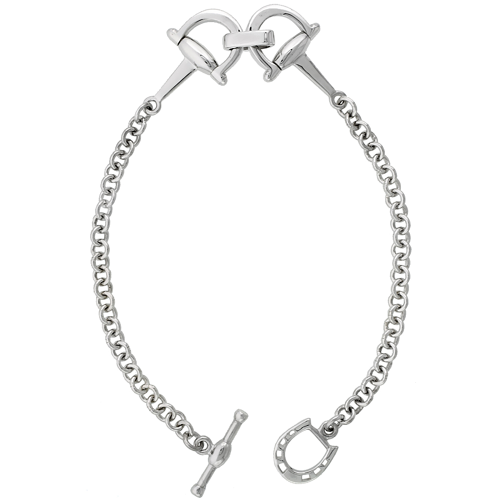 Sterling Silver Dee Ring Snaffle Bit Bracelet 1/2 inch wide, 7 1/2 inch long