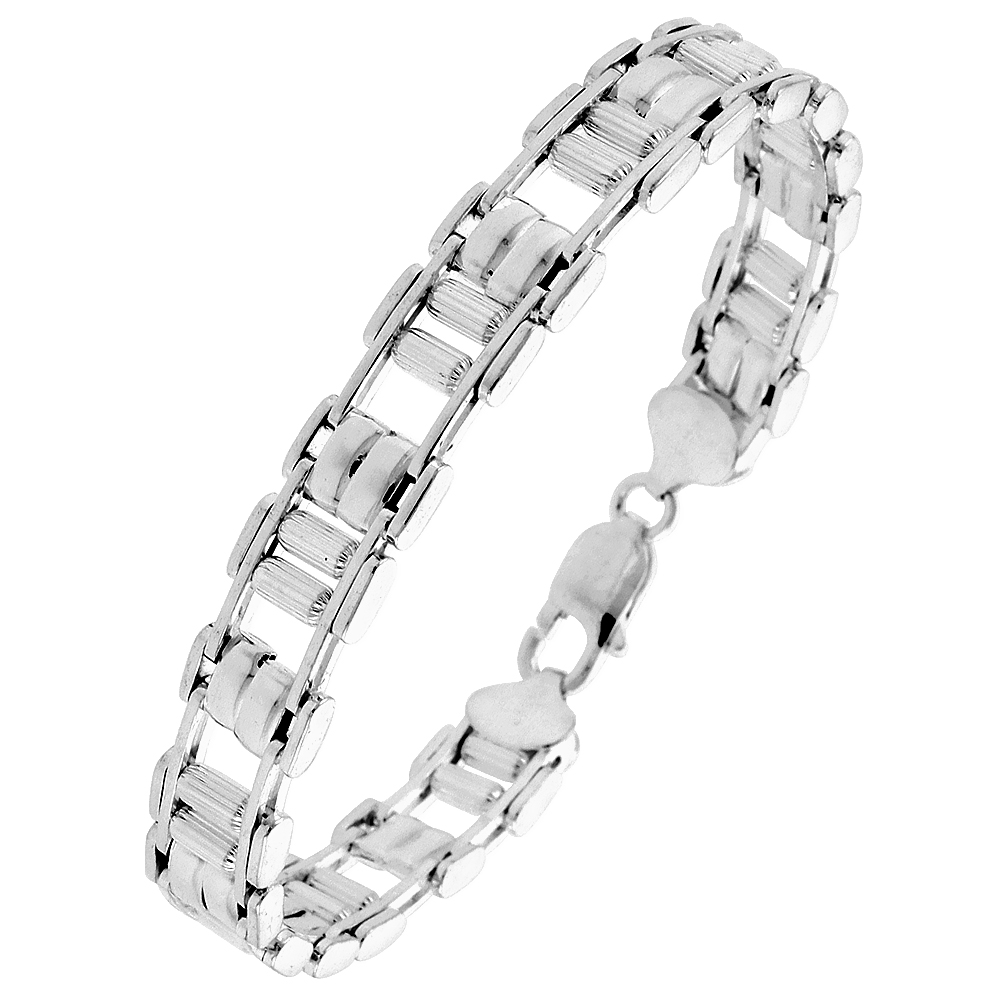 Sterling Silver Binario Bar Beaded Bracelet (Available in 8 in. & 9 in.), 7/16 in. (11 mm) wide
